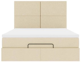 Estrutura de cama otomana com colchão tecido creme 140x200cm