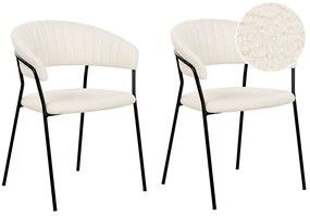 Conjunto de 2 cadeiras de jantar em bouclé branco creme MARIPOSA Beliani