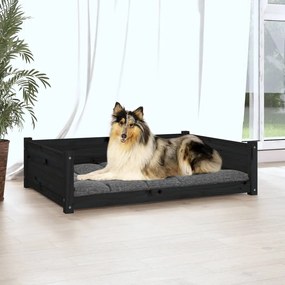 vidaXL Cama para cães 95,5x65,5x28 cm madeira de pinho maciça preto