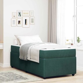 vidaXL Estrutura de cama com colchão Verde-escuro 90 x 190 cm Veludo