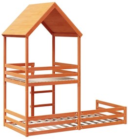 Beliche com telhado 90x190 cm pinho maciço castanho-mel
