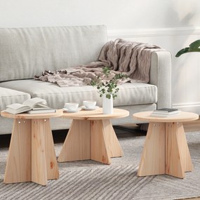 vidaXL Mesa de centro 3 pcs Natural 49 x 49 x 30 cm