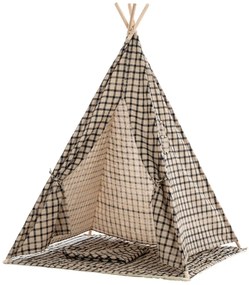 Tenda de brincar Esna em xadrez 155 x 120 x 120 cm Preto