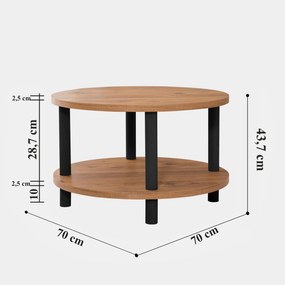 Mesa de Centro Roby – Preto – Diâmetro 70 cm x Altura 43,7 cm