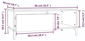 Mesa de centro 90x50x36,5 cm derivados madeira cinzento sonoma