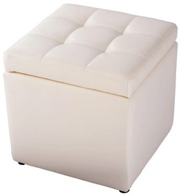 Banco de armazenamento com tampa em PU para Quarto de entrada 40 x 40 x 40 cm Branco