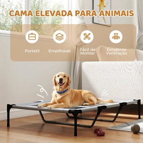 Cama Elevada para Cães Grandes com Malha Respirável e Saco 122x92x23 cm Preta