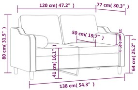 Sofá Alda - Com 2 Lugares e 2 Almofadas Decorativas - Cor Cinza-Claro