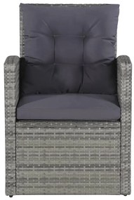 6 pcs conjunto lounge de jardim c/ almofadões vime PE cinzento