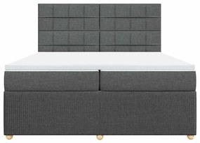 Cama com molas/colchão 200x200 cm tecido cinzento-escuro
