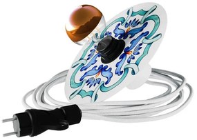 Snake Eiva com mini abajur plano Ellepì 'Maioliche', candeeiro portátil para exterior, com casquilho e ficha impermeável IP65 - Com lâmpada / Majolica Azul