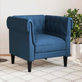 vidaXL Sofá chesterfield tecido azul