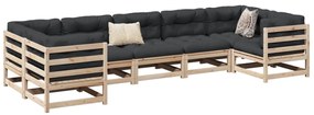 7 pcs conjunto de sofás para jardim madeira de pinho maciça