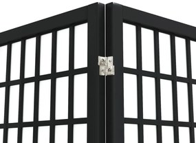 Biombo dobrável com 3 painéis estilo japonês 120x170 cm preto