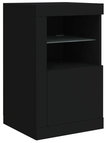Móveis de apoio c/ luzes LED 2 pcs derivados de madeira preto
