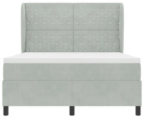 Cama Box Spring com Colchão Cinza Claro 140x190 cm em Veludo