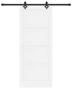 Porta Deslizante vidaXL com Conjunto de Ferragens Branca 86x211 cm Mad