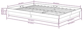 Estrutura de cama 140x190 cm madeira maciça cinzento