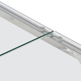 Mesa de centro aço inoxidável e vidro temperado prateado