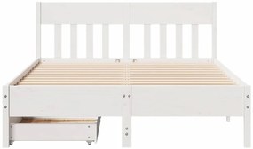Cama sem colchão 140x190 cm madeira de pinho maciça branco