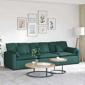 vidaXL Sofá modular com almofadas verde-escuro
