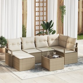 Conjunto de Sofá de Jardim vidaXL de 7 Peças com Almofadas Rattan Poli