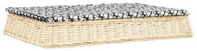 vidaXL Cama cães + almofadão 110x75x15cm salgueiro genuíno design liso