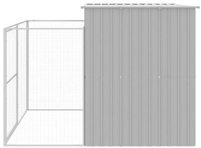 Casota cães c/ parque 214x253x181 cm aço galvaniz. cinza-claro