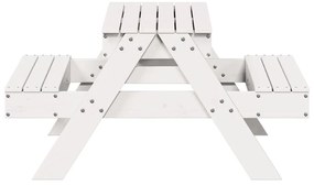 Mesa piquenique c/ caixa de areia infantil pinho maciço branco