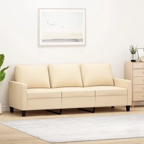 vidaXL Sofá de 3 lugares tecido 180 cm cor creme