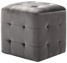 Pufe 2 pcs 30x30x30 cm veludo cinzento