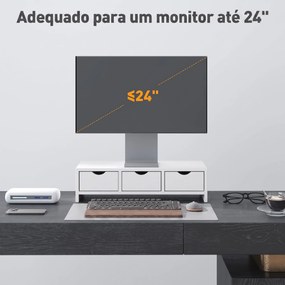 Suporte Elevatório para Monitor de Secretária com 3 Gavetas para PC e Portátil 51x24x13 cm Branco