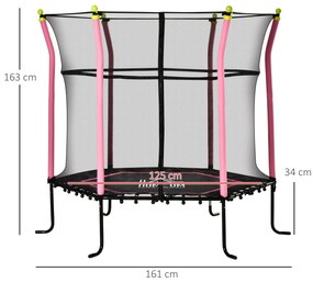 Trampolim para Crianças acima de 3 Anos Cama Elástica Infantil com Rede de Segurança e Estrutura de Aço para Interiores e Exteriores Carga 60kg Ø161x1