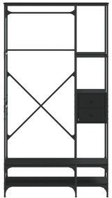 Charriot/Suporte para roupas c/ prateleiras derivados de madeira preto
