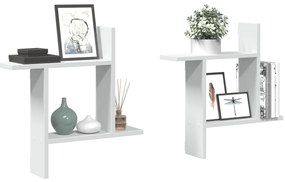 Prateleiras de parede 2 pcs 50x12x50cm derivados madeira branco