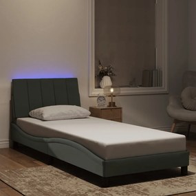 Estrutura de cama c/ luzes LED 80x200 cm veludo cinzento-claro