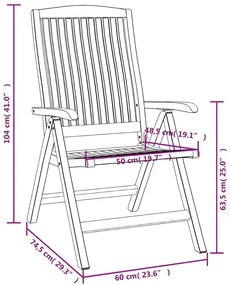Cadeiras de jardim reclináveis 4 pcs madeira de teca maciça