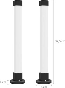 Conjunto de 2 Candeeiros de Mesa LED com Controlo Remoto App Bluetooth Sincronização com Música 6x6x32,5 cm Branco
