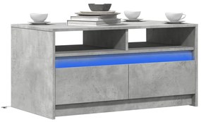 vidaXL Mesa de centro c/ luzes LED derivados madeira cinzento cimento