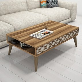 Mesa de Centro City – Noz e Creme – 105x36,6x60 cm