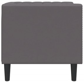 Sofá chesterfield couro artificial cinzento