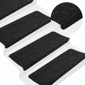 vidaXL Tapetes de escada adesivos 30 pcs 65x24,5x3,5 cm antracite