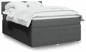vidaXL Cama com molas/colchão 140x200 cm tecido cinzento-escuro