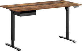 Secretária elétrica com altura ajustável, 160,1 x 70,1 x (72,1-120,1) cm castanha