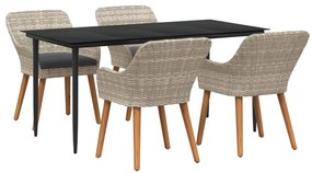 vidaXL Conjunto de Jantar para Jardim 5 pcs Cinzento-claro vime PE