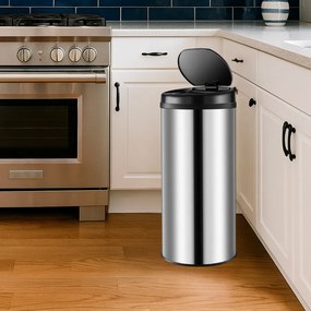 Caixote do lixo em aço inoxidável com sensor e até 40 L, Ø30 x 69 cm Prateado