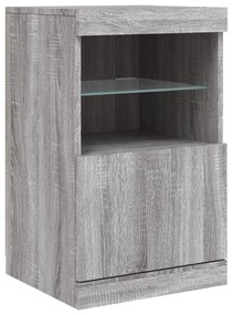 Aparador com luzes LED 123x37x67 cm cinzento sonoma