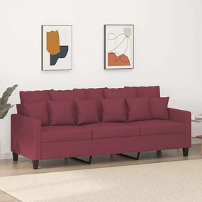 Sofá de 3 lugares tecido 180 cm vermelho tinto