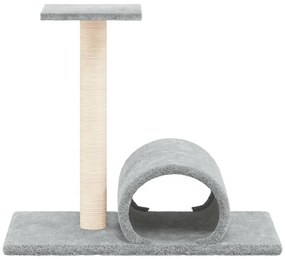 Poste arranhador para gatos com túnel 60x34,5x50 cinza-claro