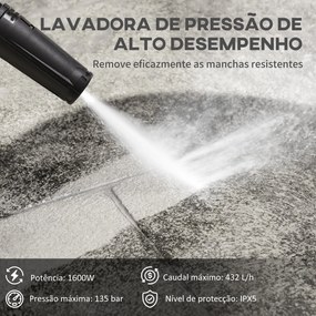DURHAND Lavadora de Alta Pressão 1600W Caudal 432 L/h Bomba de Alumíni